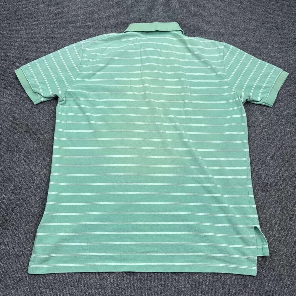 Ralph Lauren Polo Shirt Mens Size Large Light Green Striped Vintage Casual Pony